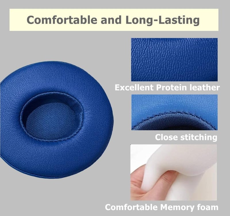 Cypher.V Replacement Earpad Cover, Ear Cushion Pads Compatible with Solo 2.0 3.0 Headphones by Dr. DRE 1 Pair (Blue) - Image 2